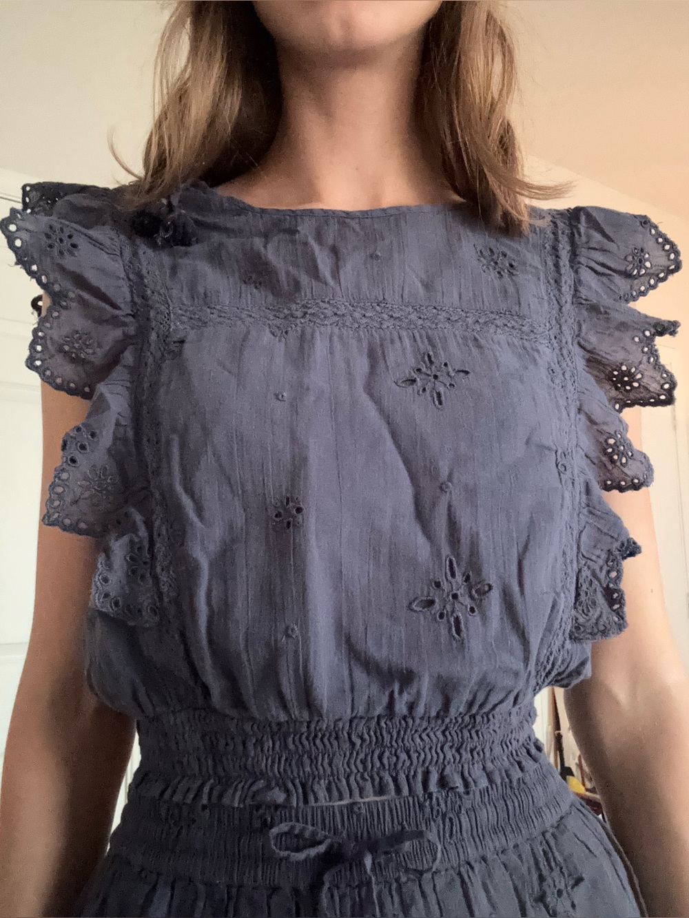 aerie Slate Blue Tie-Back Cotton Top